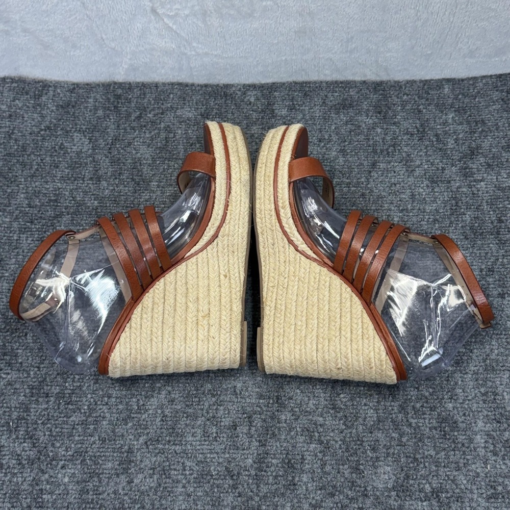 Diane Von Furstenberg Sandals Womens 9.5 Brown GABBY Leather Espadrille Wedge - Picture 6 of 13